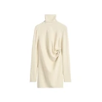 Totême High-neck twist blouse in Ecru - Tops - Scandinavian Minimalist Luxury at Luxury Shoes 