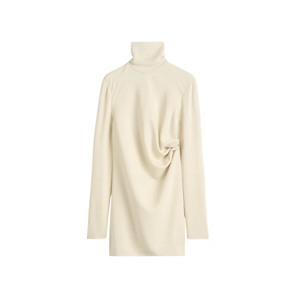 Totême High-neck twist blouse in Ecru - Tops - Scandinavian Minimalist Luxury at Luxury Shoes 