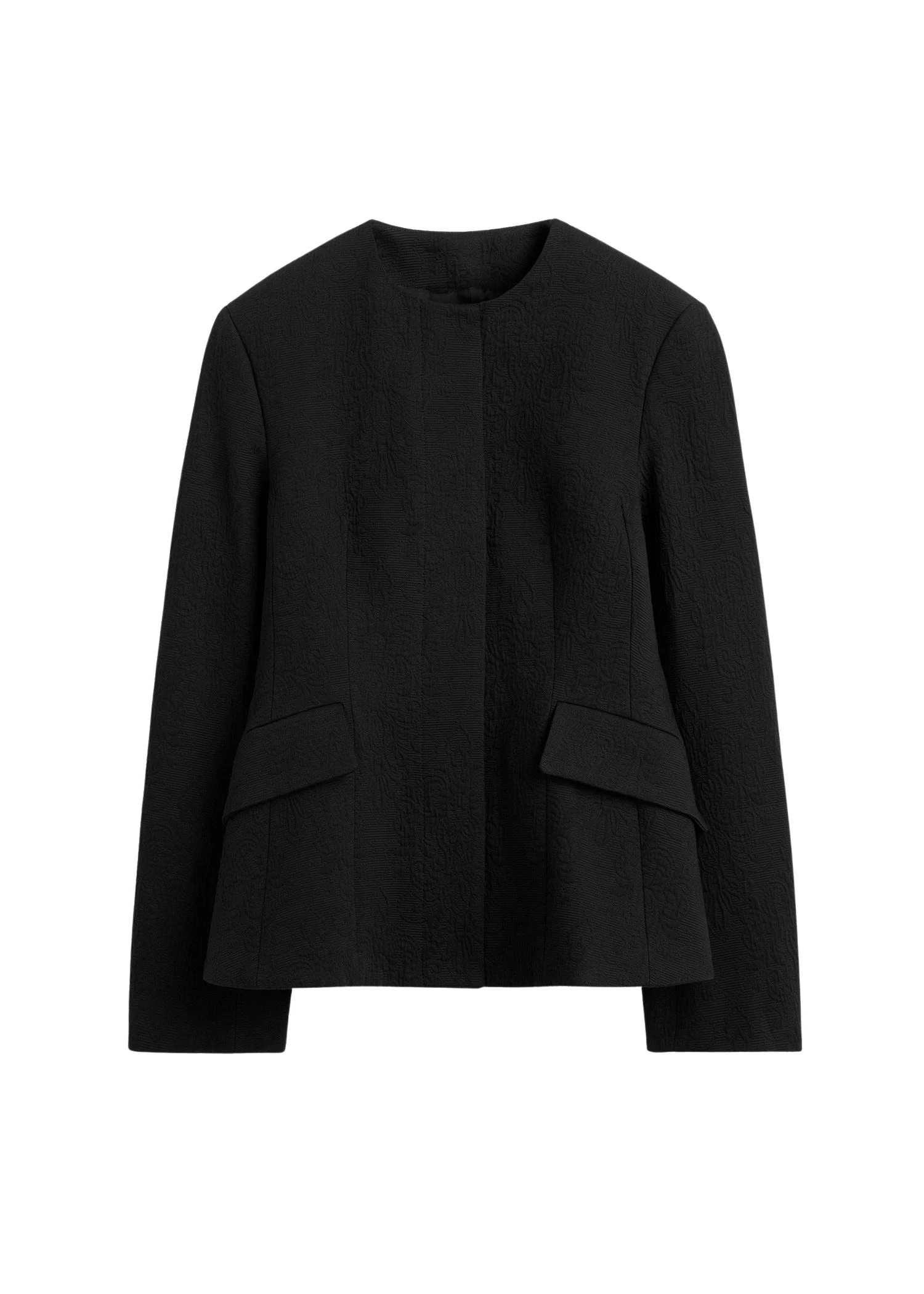 Toteme-Jacquard-cotton-jacket-in-Black74730_nobg Totême Jacquard cotton jacket in Black - Jackets - Scandinavian Minimalist Luxury at Luxury Shoes