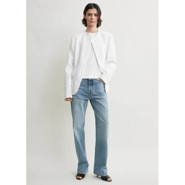 Totême Jacquard cotton jacket in Optic white - Jackets - Scandinavian Minimalist Luxury at Luxury Shoes 