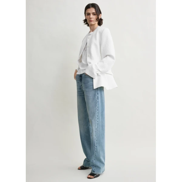 Totême Jacquard cotton jacket in Optic white - Jackets - Scandinavian Minimalist Luxury at Luxury Shoes 