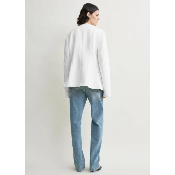 Totême Jacquard cotton jacket in Optic white - Jackets - Scandinavian Minimalist Luxury at Luxury Shoes 