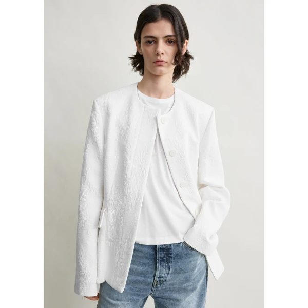 Totême Jacquard cotton jacket in Optic white - Jackets - Scandinavian Minimalist Luxury at Luxury Shoes 