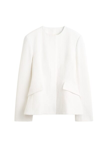 Totême Jacquard cotton jacket in Optic white - Jackets - Scandinavian Minimalist Luxury at Luxury Shoes 