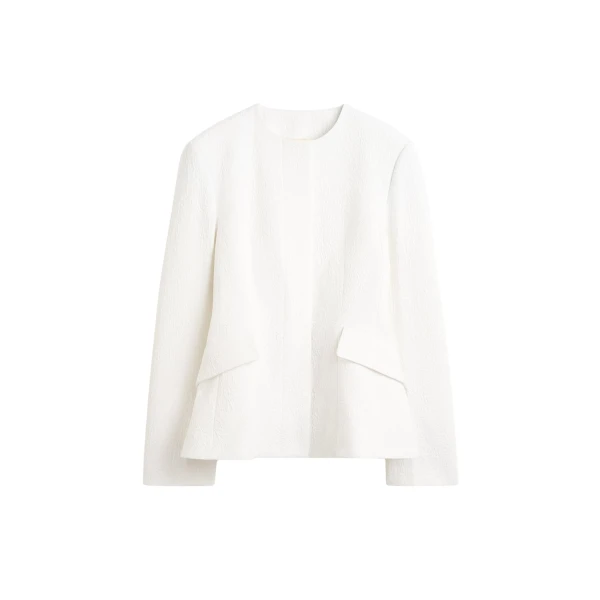 Totême Jacquard cotton jacket in Optic white - Jackets - Scandinavian Minimalist Luxury at Luxury Shoes 