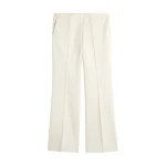 Totême Kick flare raw-edge trousers in Stone - Pants - Scandinavian Minimalist Luxury at Luxury Shoes 