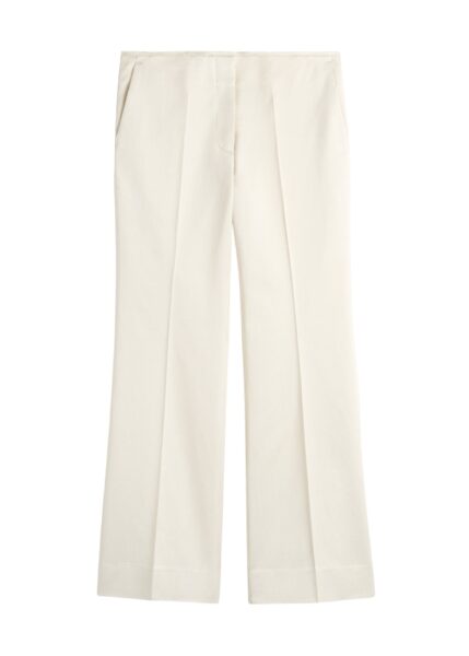 Totême Kick flare raw-edge trousers in Stone - Pants - Scandinavian Minimalist Luxury at Luxury Shoes 