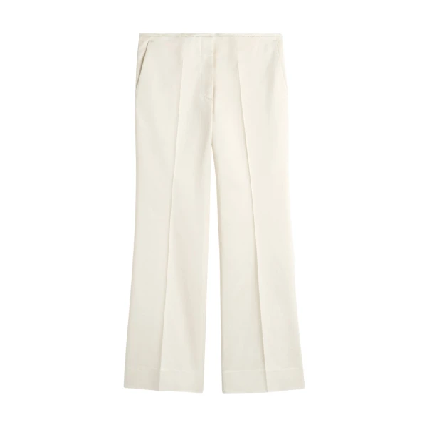 Totême Kick flare raw-edge trousers in Stone - Pants - Scandinavian Minimalist Luxury at Luxury Shoes 