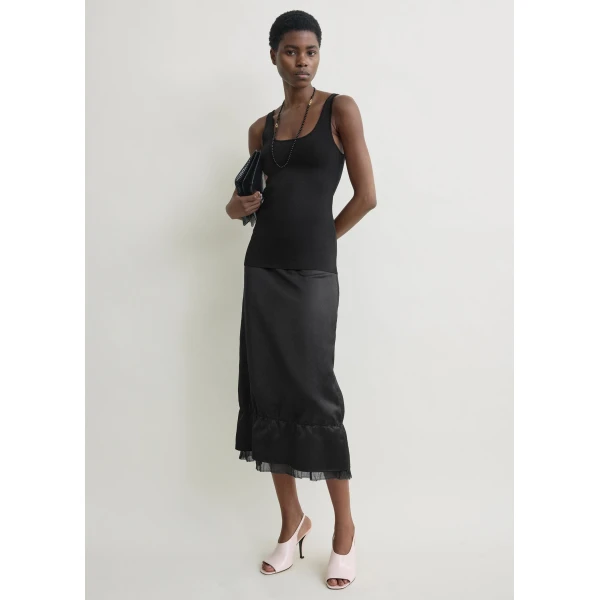 Totême Layered satin skirt in Black - Skirts - Scandinavian Minimalist Luxury at Luxury Shoes 