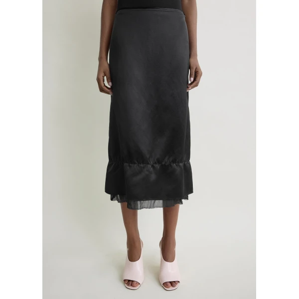 Totême Layered satin skirt in Black - Skirts - Scandinavian Minimalist Luxury at Luxury Shoes 