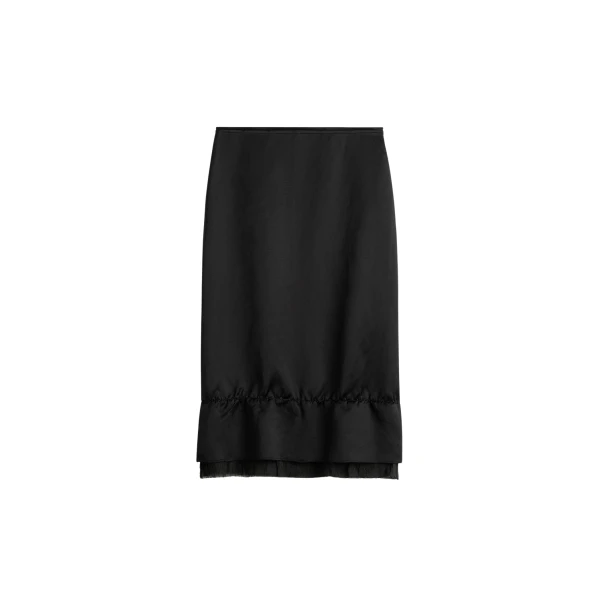 Totême Layered satin skirt in Black - Skirts - Scandinavian Minimalist Luxury at Luxury Shoes 