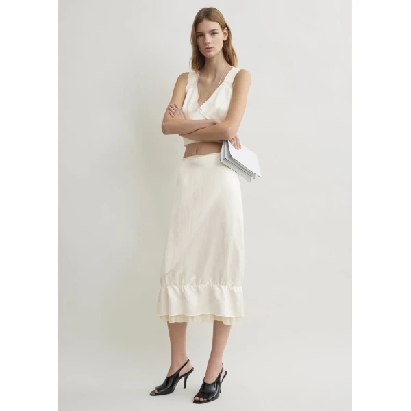 Totême Layered satin skirt in White - Skirts - Scandinavian Minimalist Luxury at Luxury Shoes 