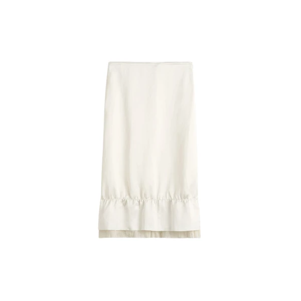 Totême Layered satin skirt in White - Skirts - Scandinavian Minimalist Luxury at Luxury Shoes 