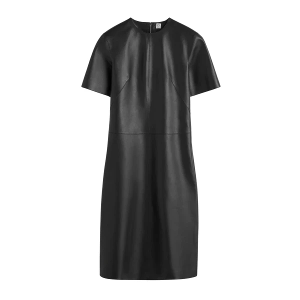 Totême Leather tee dress in Black - Dresses - Scandinavian Minimalist Luxury at Luxury Shoes 