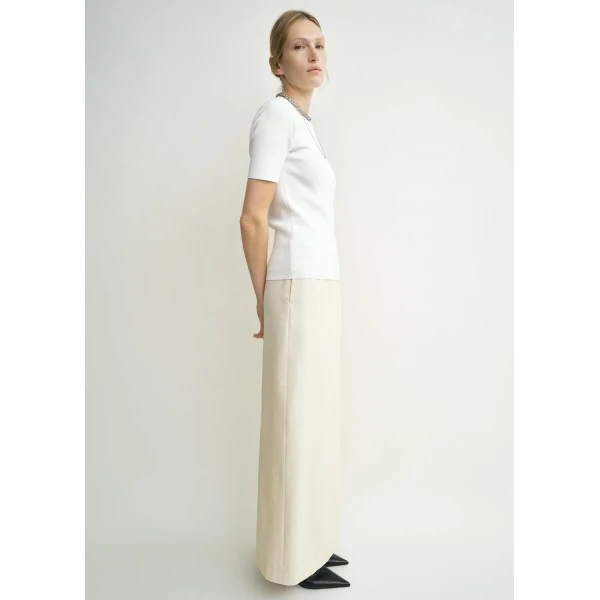 Totême Light wool skirt in Ecru - Skirts - Scandinavian Minimalist Luxury at Luxury Shoes 