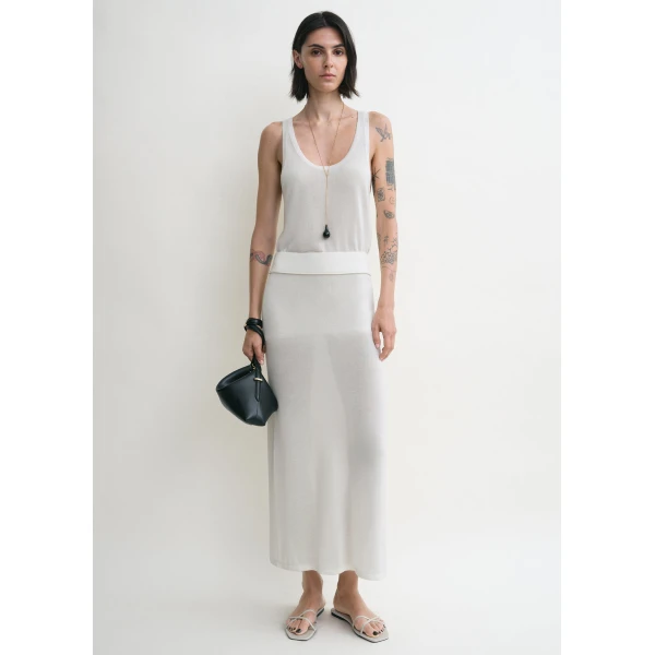 Totême Long knit skirt in White - Skirts - Scandinavian Minimalist Luxury at Luxury Shoes 