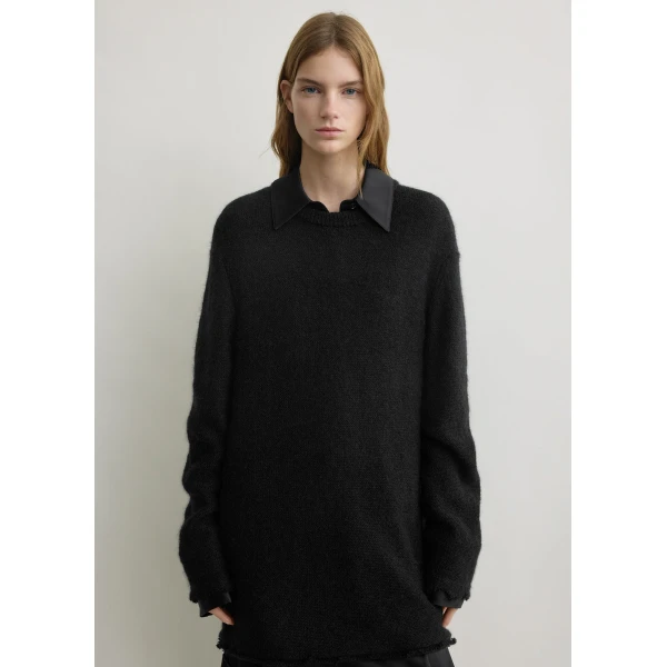 Totême Long open weave knit in Black - Knitwear - Scandinavian Minimalist Luxury at Luxury Shoes 