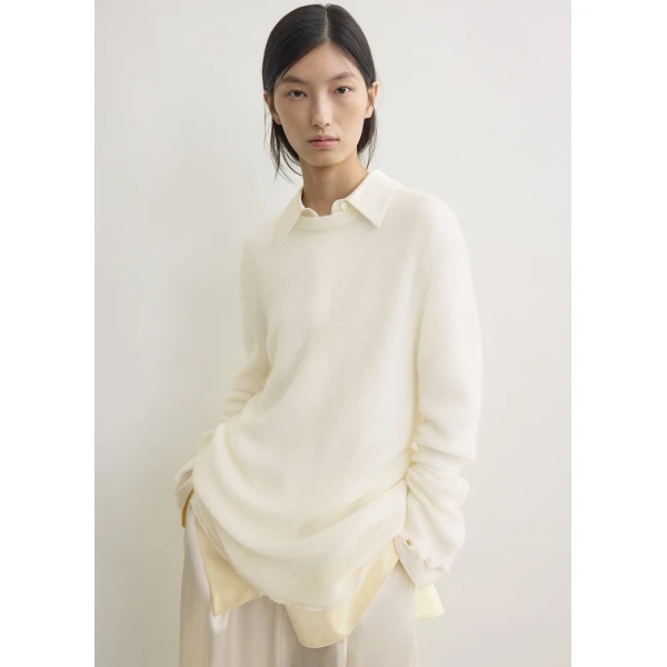 Totême Long open weave knit in Off-white - Knitwear - Scandinavian Minimalist Luxury at Luxury Shoes 