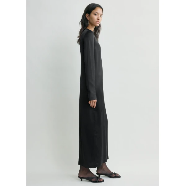 Totême Long satin dress in Black - Dresses - Scandinavian Minimalist Luxury at Luxury Shoes 