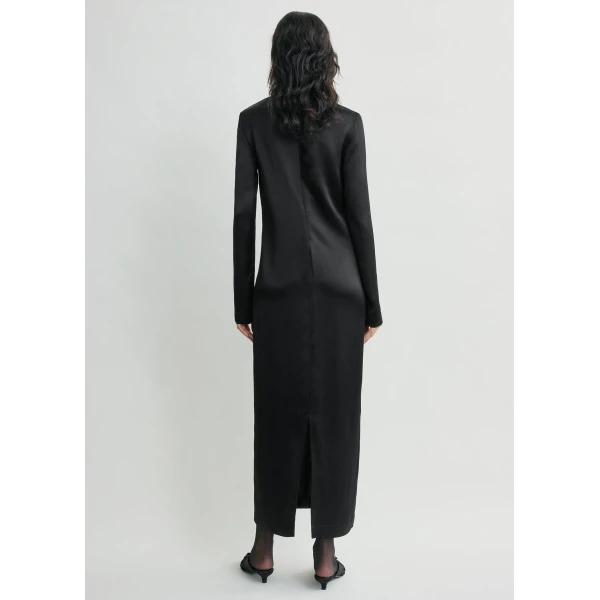 Totême Long satin dress in Black - Dresses - Scandinavian Minimalist Luxury at Luxury Shoes 