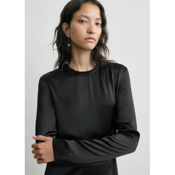 Totême Long satin dress in Black - Dresses - Scandinavian Minimalist Luxury at Luxury Shoes 
