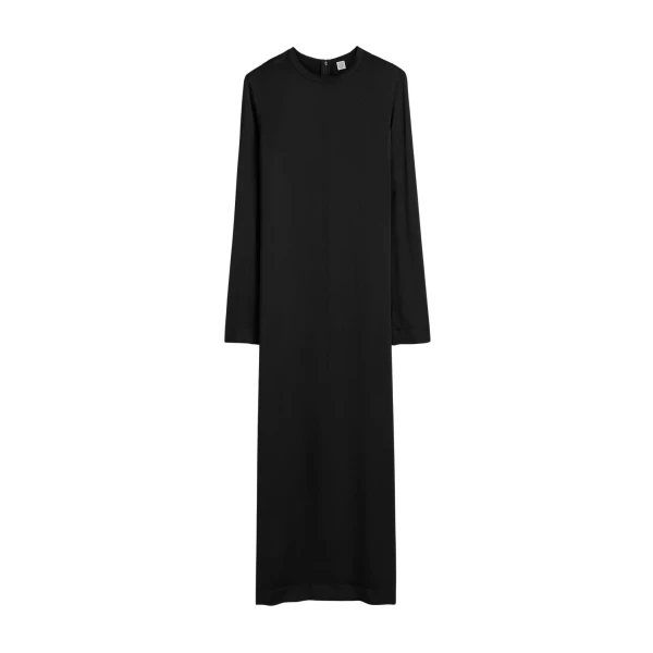 Totême Long satin dress in Black - Dresses - Scandinavian Minimalist Luxury at Luxury Shoes 