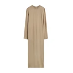 Totême Long satin dress in Latte - Dresses - Scandinavian Minimalist Luxury at Luxury Shoes 