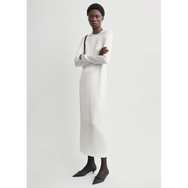 Totême Long satin dress in White - Dresses - Scandinavian Minimalist Luxury at Luxury Shoes 