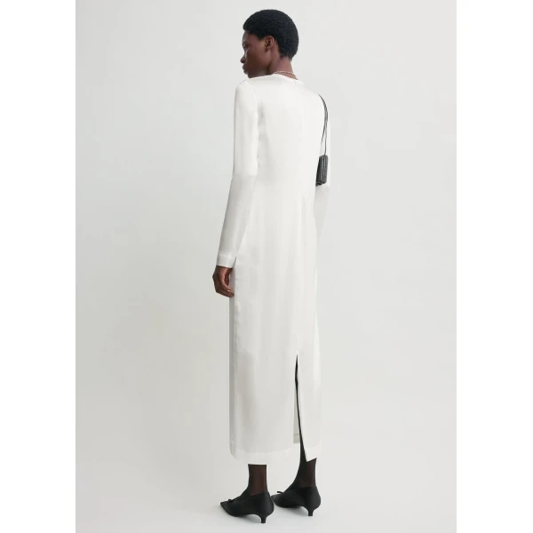 Totême Long satin dress in White - Dresses - Scandinavian Minimalist Luxury at Luxury Shoes 