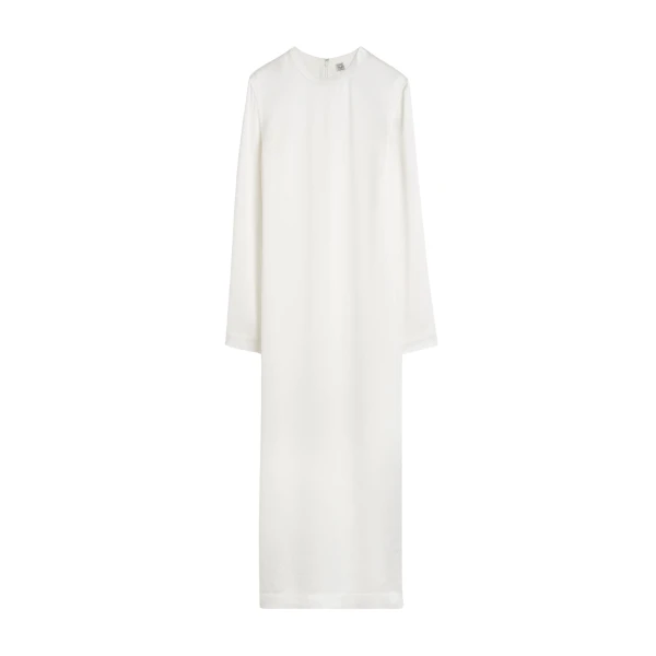 Totême Long satin dress in White - Dresses - Scandinavian Minimalist Luxury at Luxury Shoes 