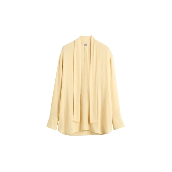 Totême Long scarf blouse in Champagne - Tops - Scandinavian Minimalist Luxury at Luxury Shoes 