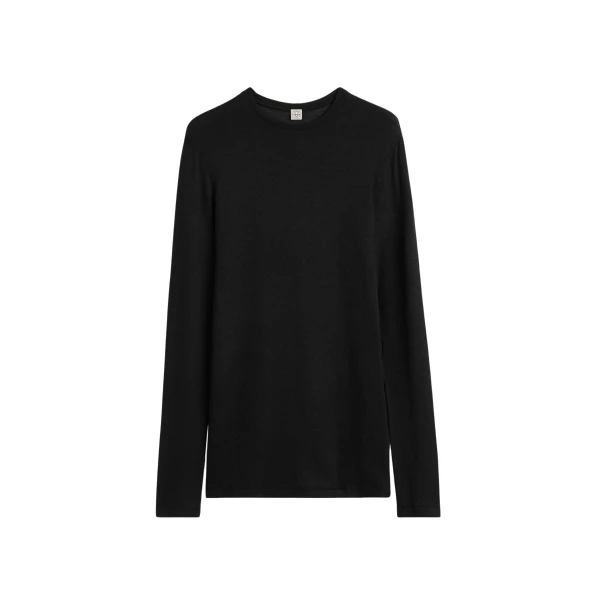 Totême Long-sleeve jersey top in Black - Tops - Scandinavian Minimalist Luxury at Luxury Shoes 