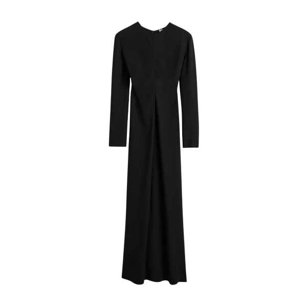 Totême Long-sleeve slouch waist dress in Black - Dresses - Scandinavian Minimalist Luxury at Luxury Shoes 