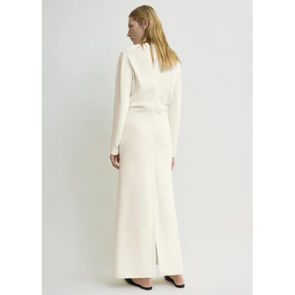 Totême Long-sleeve slouch waist dress in Macadamia - Dresses - Scandinavian Minimalist Luxury at Luxury Shoes 