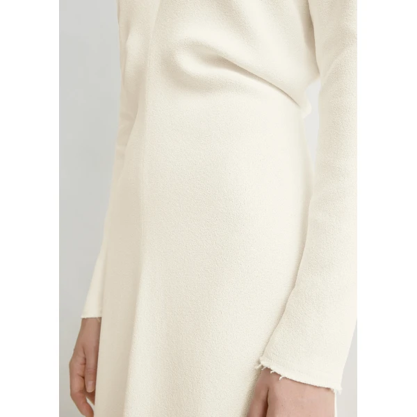 Totême Long-sleeve slouch waist dress in Macadamia - Dresses - Scandinavian Minimalist Luxury at Luxury Shoes 