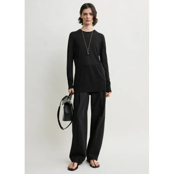 Totême Long-sleeve tee knit in Black - Knitwear - Scandinavian Minimalist Luxury at Luxury Shoes 