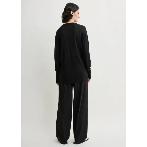 Totême Long-sleeve tee knit in Black - Knitwear - Scandinavian Minimalist Luxury at Luxury Shoes 