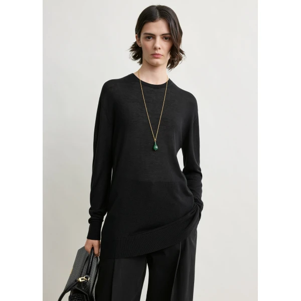 Totême Long-sleeve tee knit in Black - Knitwear - Scandinavian Minimalist Luxury at Luxury Shoes 