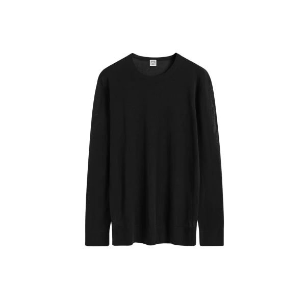 Totême Long-sleeve tee knit in Black - Knitwear - Scandinavian Minimalist Luxury at Luxury Shoes 