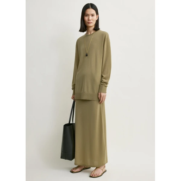 Totême Long-sleeve tee knit in Desert - Knitwear - Scandinavian Minimalist Luxury at Luxury Shoes 