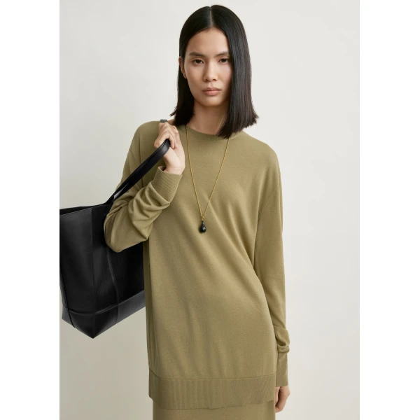 Totême Long-sleeve tee knit in Desert - Knitwear - Scandinavian Minimalist Luxury at Luxury Shoes 