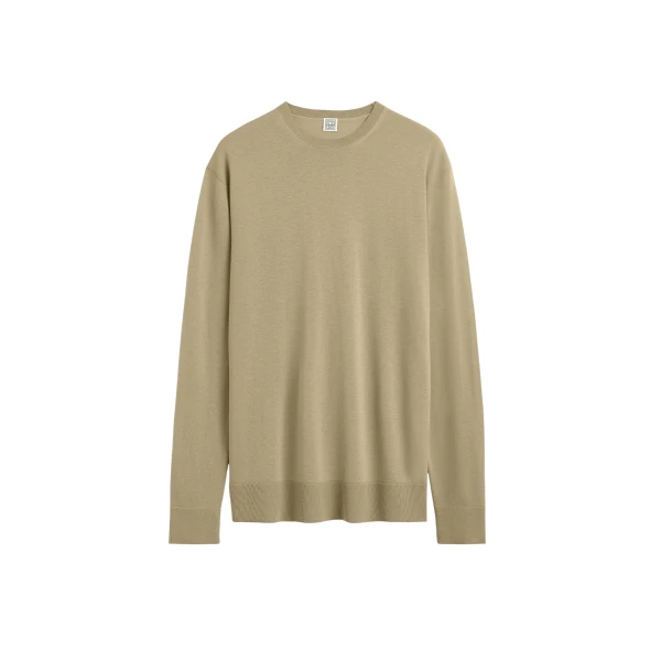 Totême Long-sleeve tee knit in Desert - Knitwear - Scandinavian Minimalist Luxury at Luxury Shoes 