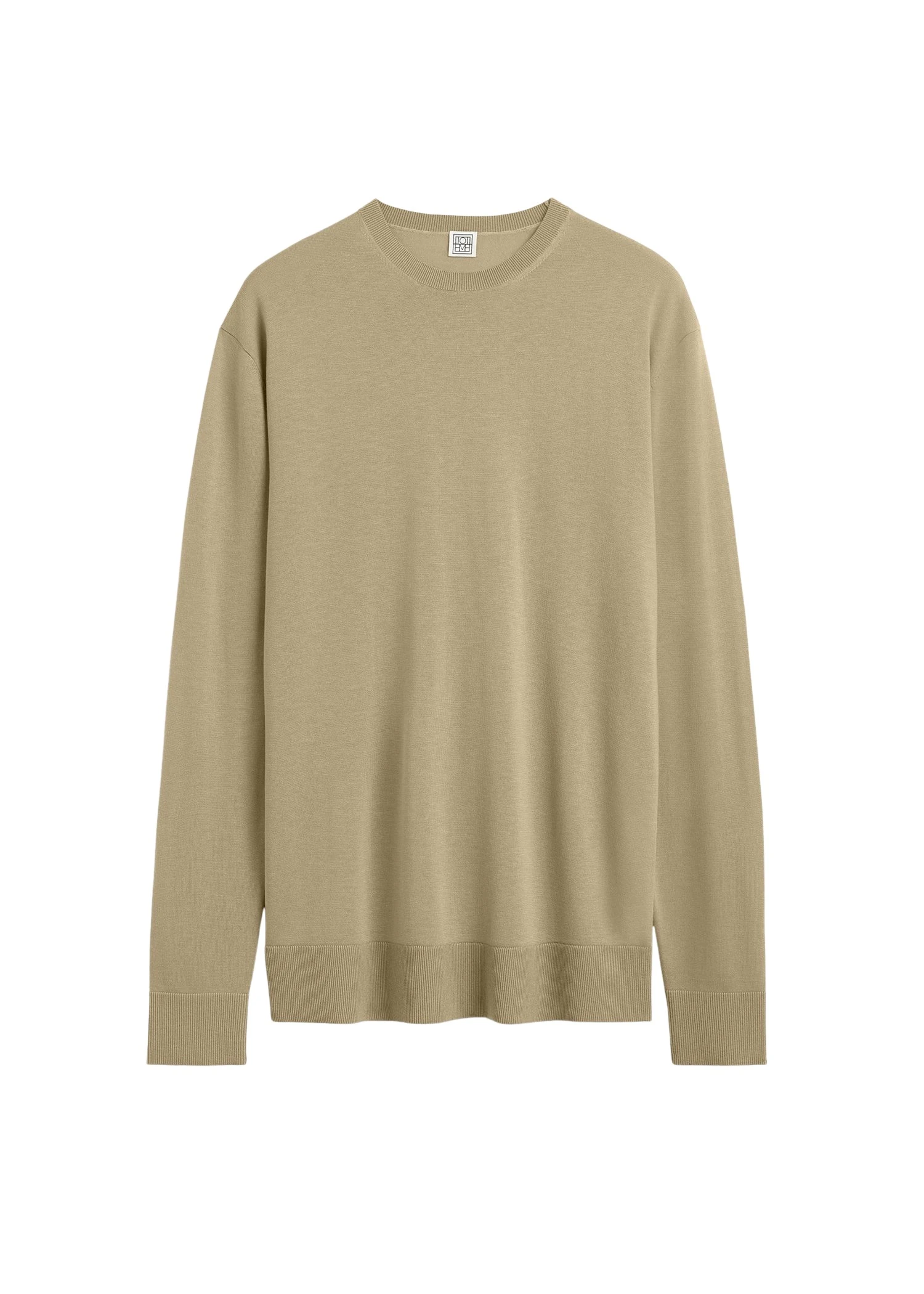 Toteme-Long-sleeve-tee-knit-in-Desert52902_nobg Totême Long-sleeve tee knit in Desert - Knitwear - Scandinavian Minimalist Luxury at Luxury Shoes