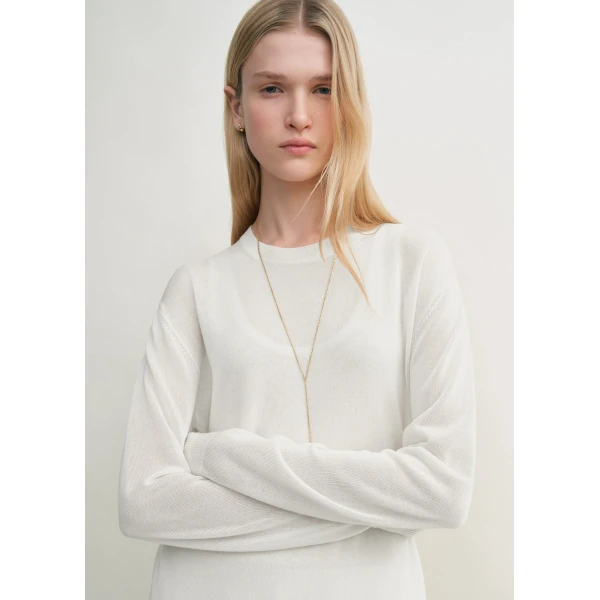 Totême Long-sleeve tee knit in White - Knitwear - Scandinavian Minimalist Luxury at Luxury Shoes 
