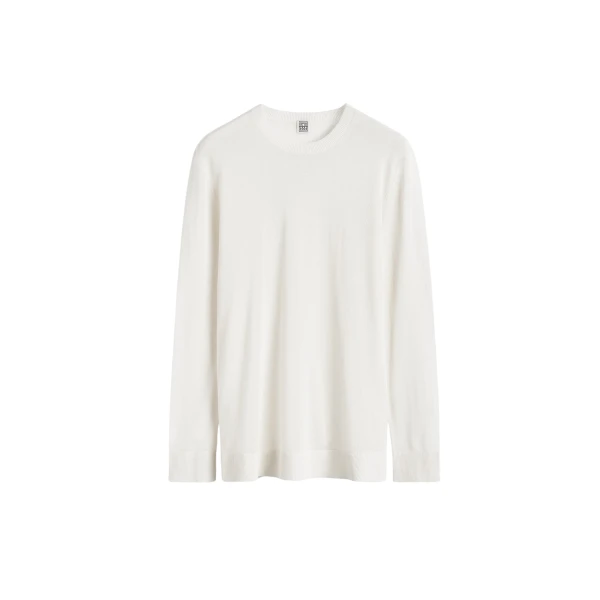 Totême Long-sleeve tee knit in White - Knitwear - Scandinavian Minimalist Luxury at Luxury Shoes 