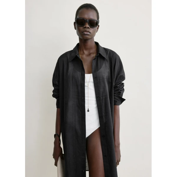 Totême Long summer shirt in Black - Dresses - Scandinavian Minimalist Luxury at Luxury Shoes 