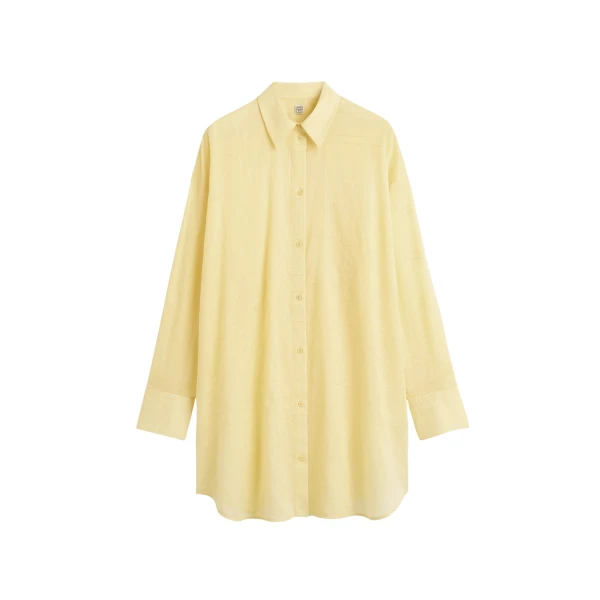 Totême Long summer shirt in Buttercup - Dresses - Scandinavian Minimalist Luxury at Luxury Shoes 