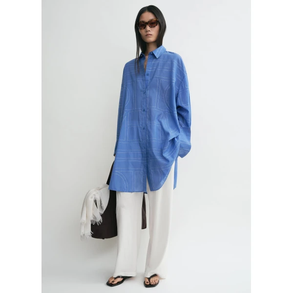Totême Long summer shirt in Cobalt - Dresses - Scandinavian Minimalist Luxury at Luxury Shoes 