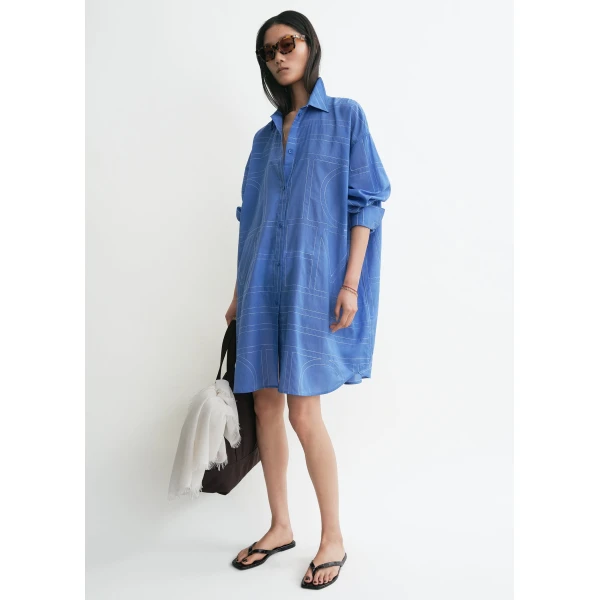 Totême Long summer shirt in Cobalt - Dresses - Scandinavian Minimalist Luxury at Luxury Shoes 