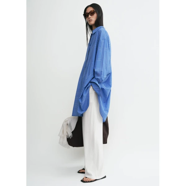 Totême Long summer shirt in Cobalt - Dresses - Scandinavian Minimalist Luxury at Luxury Shoes 